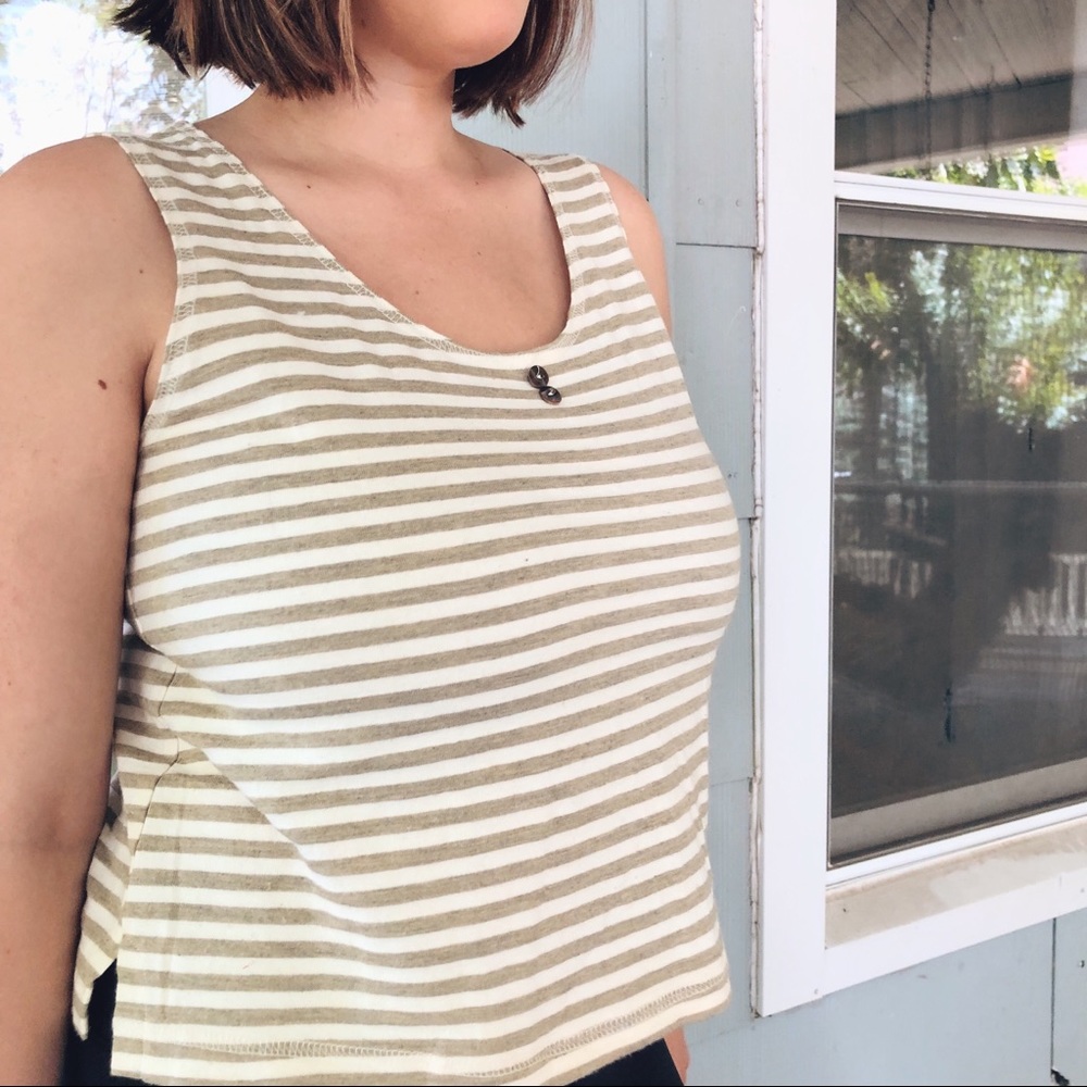 Striped natural crop top tank